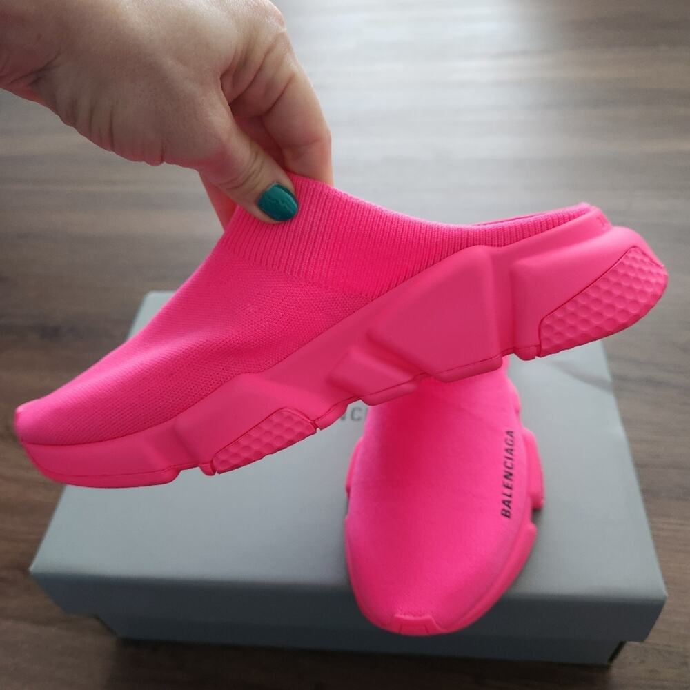 Authentic Balenciaga Speed Mule Sneakers Neon Pink‎ 36EU 6US - Picture 2 of 10